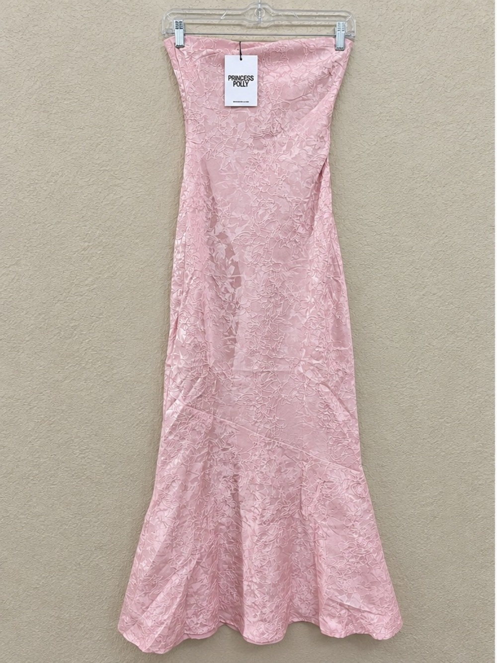NWT Princess Polly Lips Are Sealed Strapless Lace-Up Back Mermaid Maxi Dress